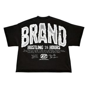 Brand 24 Hours <b>Men's</b> Oversized <b>Black</b> T-Shirt Short Sleeve Printed Letter Design Formal <b>Turtleneck</b> 100% Cotton Front Regular Fit - Product Image 1
