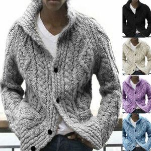 Pull-over en laine/viscose anti-boulochage pour homme, couleur unie, col montant, manches longues, tricoté, style cardigan, collection automne/hiver - Product Image 2