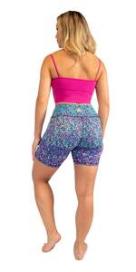 He She Wears Women's Low Waist Floral Print Knitted Spandex Activewear Shorts Regular Fit Drawstring <b>Elastic</b> Waist Quick Dry - Product Image 6
