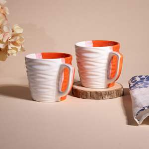 Taza de Té de Cerámica Moderna de Lujo en Dos Tonos, 200 ml, Ecológica, Duradera, Portátil, Naranja y Blanca, para Oficina y Hogar, Ideal para Regalo - Product Image 1