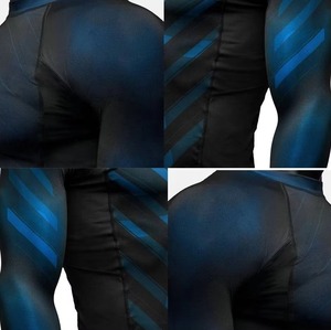 <b>Men's</b> Full Sleeve Rash Guard Blue Spandex Polyester Quick Dry Performance <b>Shirt</b> Top Adult <b>Compression</b> Fit - Product Image 4