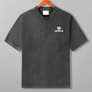 T-shirt décontracté streetwear délavé à l'acide pour homme – Polyester/coton doux délavé, coupe classique, style tendance, tissu confortable pour le quotidien - Product Image 1