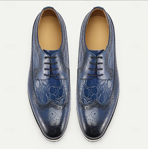Zapatos de Vestir de Cuero Mixto al por Mayor para Hombre, Elegantes Zapatos Oxford Italianos con Cordones para Negocios, Oficina, Bodas, de Lujo - Product Image 1