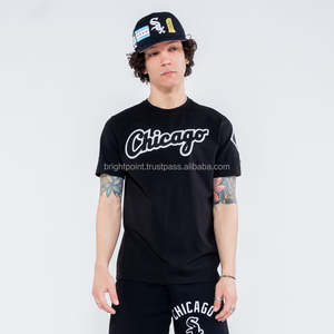 T-shirts en jersey 100% coton à manches courtes pour hommes avec broderie chenille personnalisée - Vêtements décontractés streetwear - Product Image 1