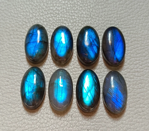 Blue <b>Fire</b> Labradorite Oval Cabochon 12x16mm Loose Gemstone Set Flat Back Polished <b>Stone</b> Lot For Jewelry Making Supplies - Product Image 1