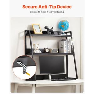 Organizzatore da Scrivania a 2 Livelli 95x32x90 cm, Scaffale per Ufficio con Cassetti, Espositore e Porta Libri - Product Image 6