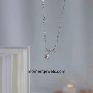 Collier pendentif fleur rose en argent 925, best-seller, avec chaîne à maillons plaquée or 14 carats, détails en zircon étincelant, élégant et tendance - Product Image 1