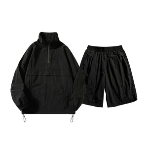 Ensemble de survêtement pour homme, coupe-vent d'été, short, 1/4 zip, nylon léger, 2 pièces, tenue de sport décontractée - Product Image 5