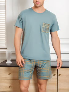 MEN/WOMEN Luxury Summer Plus Size Couple Style Short Sleeve Short Shorts Pockets Solid Color Top Shorts Set Bangladesh - Product Image 5