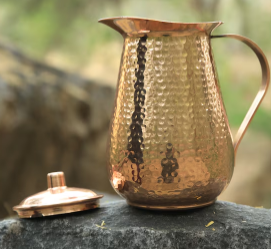 Jarra de Agua de Cobre Puro Premium, Forjada a Mano, Estilo Vintage, Texturizada, de Metal Puro Sólido, para Bebidas, Ayurvédica, Saludable - Product Image 3