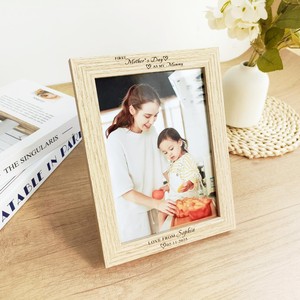 Elegant Natural Wood Photo <b>Frame</b> Rectangle Tabletop Vertical Engraved Handmade Mother's Day Gift - Product Image 1