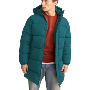 Long <b>Quilted</b> Winter Jacket With Hood Full Sleeves Zipper Closure Solid Color Polyester Shell Thick Warm Coat - Product Image 4