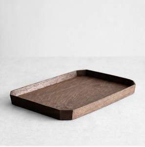 Handcrafted <b>Black</b> Walnut Rectangular Serving <b>Tray</b> With Refined Cut Corners Elegant Modern Decorative Platter For Home Kitchen - Product Image 5