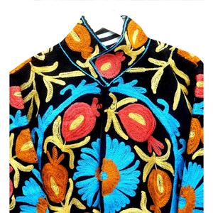 Classy Embroidered <b>Quilted</b> Women <b>Jacket</b> Mandarin Collar Floral <b>Pattern</b> Lightweight Corduroy Coat for Autumn Winter - Product Image 6