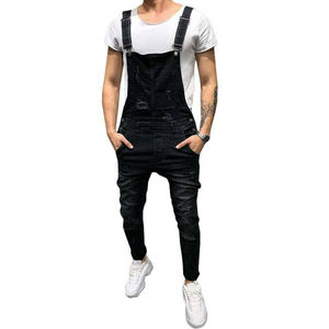 Salopette en jean 100 % coton pour homme, coupe ajustée, poches avant, bretelles réglables, respirante, boutonnée, pour le travail, été et printemps - Product Image 5