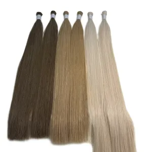Cheveux humains longs et raides, cheveux Remy, couleur brun blond, densité complète, cheveux vierges Remy en vrac, taille personnalisable - Product Image 3