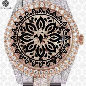 Reloj Mecánico Redondo de Acero Inoxidable de Lujo Charm_Jewells, Esfera Analógica, Cristal de Zafiro, Bisel con Diamantes, Cierre Plegable para Mujer - Product Image 1