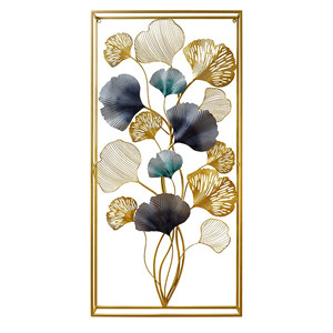 Wholesale Modern Metal <b>Wall</b> <b>Decor</b> Art Luxury 3D Ginkgo <b>Leaf</b> Sculpture Gold Framed Hanging Decoration for Hotel Home <b>Decor</b> - Product Image 2