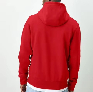 เสื้อฮู้ดสีแดงสำหรับผู้ชาย ทรงหลวม ผ้าฝ้าย 100% เฟรนช์เทอร์รี่ สวมใส่สบาย มีกระเป๋าจิงโจ้ เหมาะสำหรับใส่ในฤดูหนาว - Product Image 3