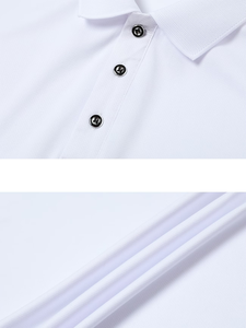 Men's White Long Sleeve Polo Shirt Custom Logo Screen Printed Breathable Oeko-Tex Certified Workwear Uniform 100% Cotton Fabric - Product Image 6