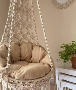 Fauteuil suspendu en macramé, chaise hamac en macramé, chaise suspendue en macramé, hamac d'intérieur en macramé - Product Image 2