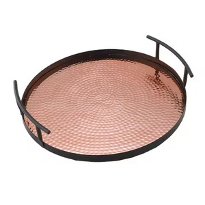 Exclusive <b>Copper</b> Serving Tray Dining Platter for Serving Snacks Tea Coffee Drinks in Kitchen <b>Table</b> and Catering Use - Product Image 1