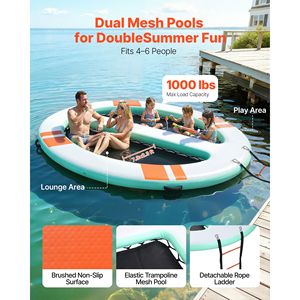 Plataforma Flotante Inflable Redonda de 10x8 Pies, Tapete de Agua Antideslizante con Bolsa de Transporte para Lagos y Mar - Product Image 2