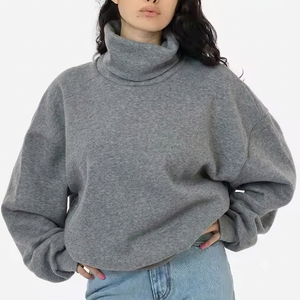 Sudadera Oversize Personalizada para Mujer con Cuello Alto, Estilo Minimalista Liso, Tejido French Terry, Ajuste Relajado, Fabricante OEM al por Mayor - Product Image 1