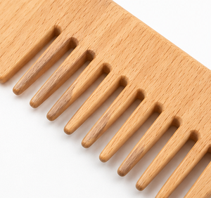 Natural Wooden Eco-Friendly Wide Tooth Handmade Anti-Static Detangling Hair Comb for Curly Thick Hair and Salon Use - Product Image 3