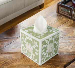 Caja de pañuelos con incrustaciones de hueso de nuevo diseño, decorativa y de almacenamiento, color naranja. - Product Image 2