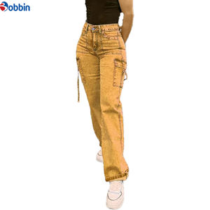 Nuevos Jeans Cargo de Mezclilla de Primera Calidad, Servicio OEM ODM, Corte Regular, Transpirables, Ecológicos, Cintura Media, Ropa de Mujer - Product Image 6