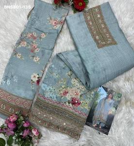 New Arrival Top Quality Ocassional Wear Viscose Maslin with Printed & Hand-work Salwaar-Suit Set Manufacturer from Surat - Product Image 5