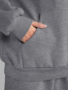 Women Two Piece Sweatshirt and Jogger Pants <b>Set</b> Teal Green Fleece Half Zip Pullover Casual Wear Regular Fit Solid - Product Image 5