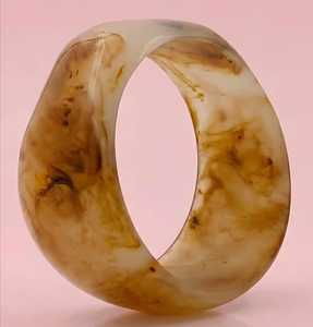 Classic Acrylic Resin <b>Bangle</b> <b>Bracelet</b> with Natural Brown Round Pattern Unisex Fashion Jewelry Gift - Product Image 1