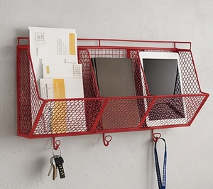 Premium Red Metal <b>Wire</b> Storage <b>Basket</b> Rectangle <b>Hanging</b> Multi-Purpose Neatening Organizer Simple Style Home Accent - Product Image 6