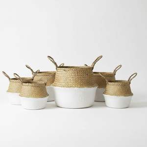 Foldable <b>Belly</b> Seagrass <b>Baskets</b> Cheap Wholesale Home Storage Vietnam Natural Woven Home and Gardens Products - Product Image 1