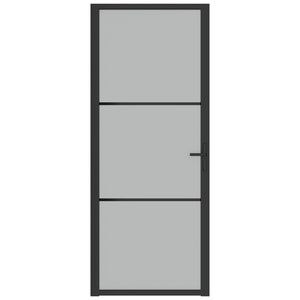 ประตูกระจกสีดำด้านและแผ่นอลูมิเนียม32.7 "x79.3" ประตูภายใน - Product Image 3
