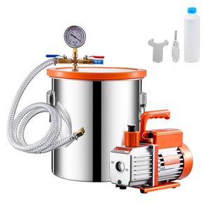 Kit de Cámara de Vacío de Acero Inoxidable de 5 Galones con Bomba de 3.5 CFM de Una Etapa, Bomba de Vacío para Desgasificación ACR, Recipientes a Presión - Product Image 2
