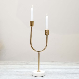 Candelabro Dorado en Forma de U con Base de Mármol de 32.5cm, Decoración para el Hogar, Soporte Metálico - Product Image 2