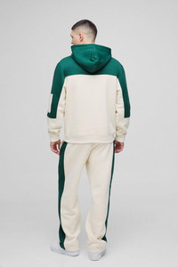 Surélévitez votre style quotidien : Survêtement homme en polaire premium vert forêt et color-block, coupe ajustée, décontracté, respirant et écologique - Product Image 2