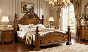 Base de Cama King Size de Estilo Tradicional, Madera de Caoba Indonesia Antigua, Artesanía en Madera Sólida, Detalles Tallados a Mano, Ecológica y Duradera - Product Image 2