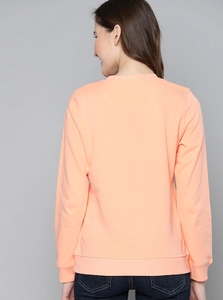 Sudadera de cuello redondo color melocotón para mujer con estampado de hashtag, manga larga, corte regular, de algodón tejido, para otoño. - Product Image 3