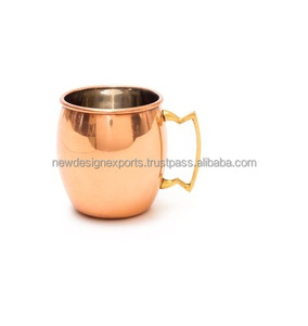 Copper Barrel <b>Mug</b> for Moscow Mules - 16 oz - 100% Pure Copper - Heavy Gauge (Brass Handle) - Product Image 1