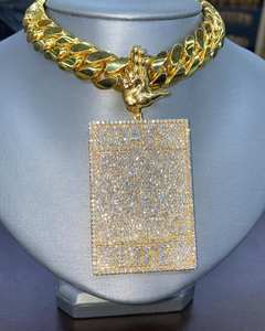 Hot Sale Hiphop Vvs Moissanite Iced FF Brilliant Cut Yellow <b>Gold</b> Color <b>Solid</b> 925 Silver Customizable Rhodium Plated GRA <b>Pendant</b> - Product Image 2