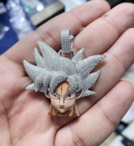 RB Gems Custom 3D Face Cartoon VVS Iced Diamond Hip Hop Style IGI Certified Gold Plated Christian Men's Pendant Charm - Product Image 6