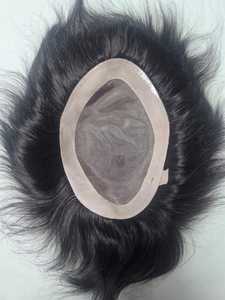 Toupee de Cabello Liso Negro con Base de Encaje BD y Monofilamento, Parte Central, Cabello Remy Indio de 28mm, Nudos Invisibles, 130% de Densidad - Product Image 6