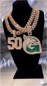 Collier tendance en alliage plaqué or 18 carats, motif géométrique dauphin et faucon, style hip-hop cubain, idéal pour les fêtes - Vente en gros - Product Image 2