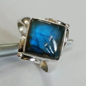 Labradorite Natural Grey <b>Cushion</b> <b>Ring</b> 925 Sterling Silver Handmade Boho Statement Promise <b>Ring</b> for <b>Wedding</b> Party Anniversary - Product Image 2