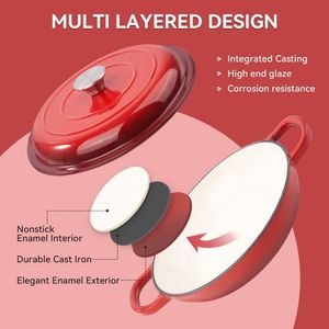 หม้อดัตช์โอเว่นพร้อมฝาปิดสำหรับทำอาหารประเภทตุ๋นและปรุงอาหาร - Product Image 4