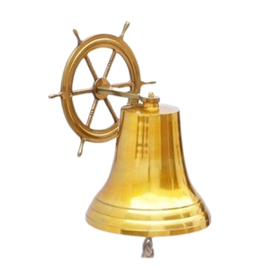 Cloche de bateau nautique décorative en laiton pur pour décoration murale, décoration intérieure, décoration de bureau, sonnette d'appel, décoration extérieure - Product Image 1